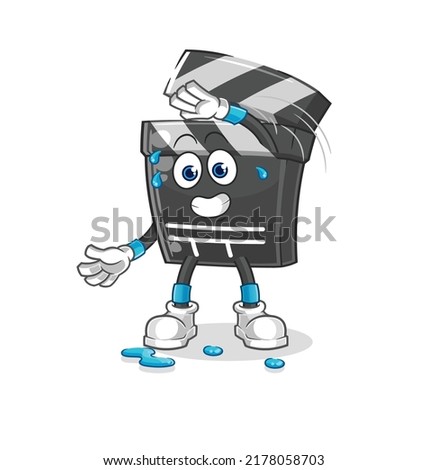the clapboard stretching character. cartoon mascot vector