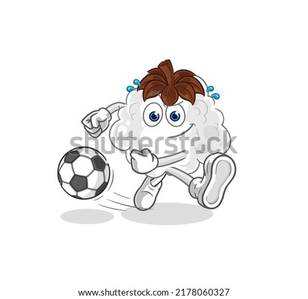the cotton kicking the ball cartoon. cartoon mascot vector