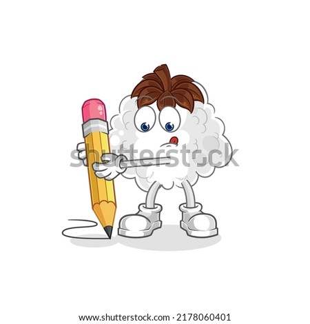 the cotton write with pencil. cartoon mascot vector