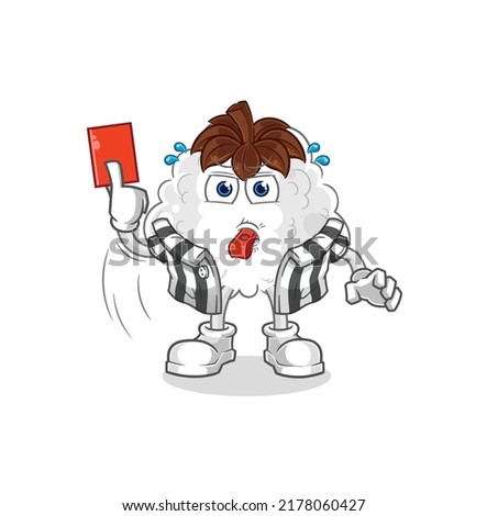 the cotton referee with red card illustration. character vector