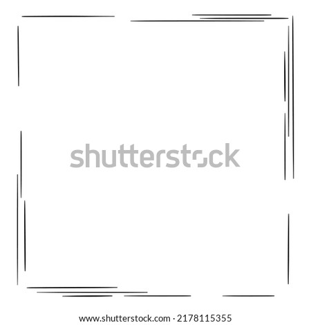 Line drawing of a square frame with a wood effect. Black lines in sketch style. Isolated vector illustration. Royalty-Free Stock Photo #2178115355