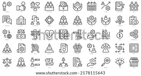 Set of thin line corporate governance Icons. Vector illustration Royalty-Free Stock Photo #2178115643