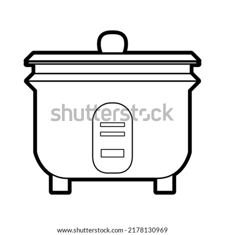 rice cooker outline vector illustration,isolated on white background,top view
