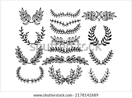 Wreath icon isolated. Eco clip art. Branch with leaf. Frame, border. Vector stock illustration. EPS 10