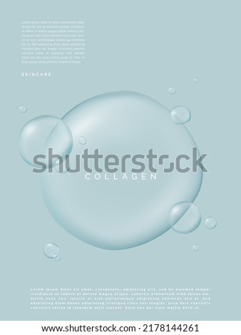 Vector Minimalist Abstract Water Drops Poster, Book Cover or Advertisement Background. Light Blue.	