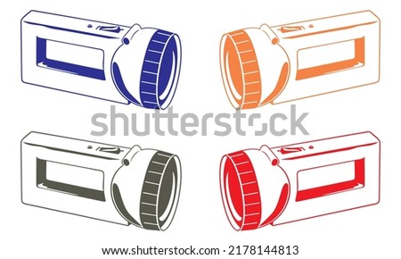Flashlight Icon Vector Illustration. Portable Torch Accessory Isolated On A White Background
