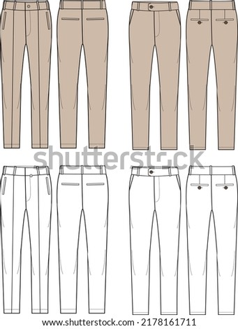 Pants Editable Fashion Flat Templates Royalty-Free Stock Photo #2178161711