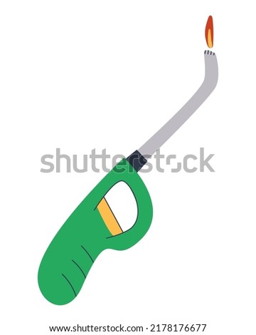 household gas lighter with a long nozzle for hard-to-reach places. flat vector illustration, eps10