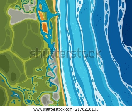 Aerial view of beach coast illustration Royalty-Free Stock Photo #2178218105