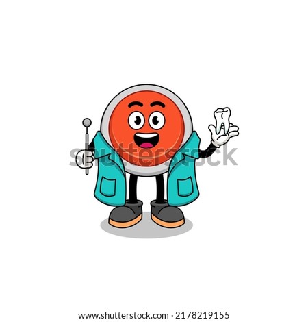 Illustration of emergency button mascot as a dentist , character design