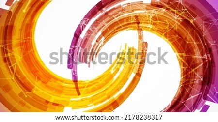 Abstract background. Technological colored circles with plexus effects.