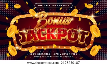 Editable text effect - bonus jackpot casino 3d style concept Royalty-Free Stock Photo #2178250187