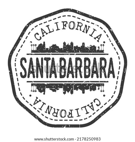 Santa Barbara, CA, USA Stamp Skyline Postmark. Silhouette Postal Passport. City Round Vector Icon. Vintage Postage Design.
