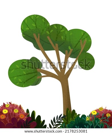 cartoon nature element tree on white background illustration for children