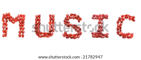 world in red pomegranate letters