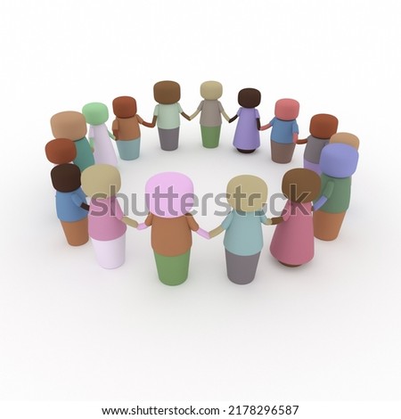 People together, multicultural, friends, diversity, 3D illustration