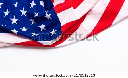 American flag on white background for Memorial Day, fourth of July, Labour Day