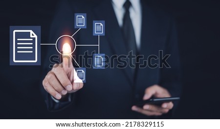 Businessman touch on Cybersecurity of network of connected devices and personal data security
