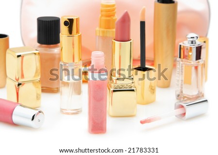 Cosmetics isolated on a white background