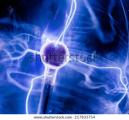 Intense electrical discharge and shine on a dark background