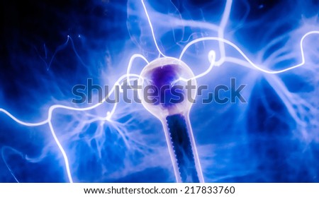 Intense electrical discharge and shine on a dark background