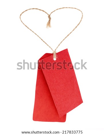 Red blank price tag isolated on white background 