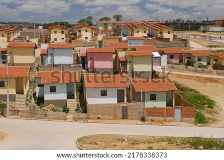 Popular houses built by the Brazilian government for low-income population. Housing. Royalty-Free Stock Photo #2178338373