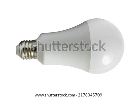 It is a fluorescent lamp. There is an energy-saving fluorescent light bulb on a white background. It's an isolated view of the led lamp.