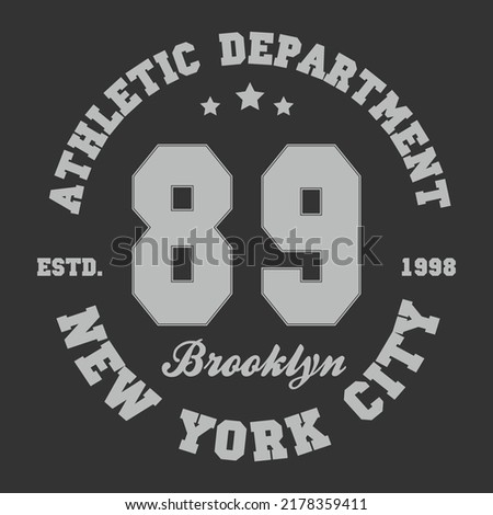 New York, Brooklyn typography. Athletic print for t-shirt design. Vector