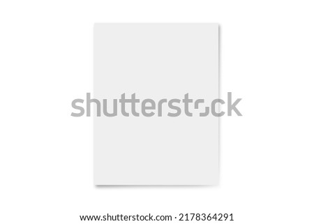 Sheets of white and craft paper A4 or A5 with shadows isolated on a white background. Book pages lying on the table top view. Concept for the banner design, postcard, web, template for inscription. Royalty-Free Stock Photo #2178364291