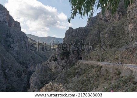 Mountain landscape. A highway in the mountains. Stock photo