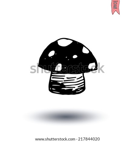  Food icon mushroom, vector illustration. 