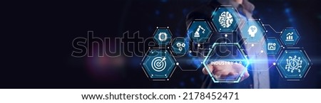 Industry 4.0 Cloud computing, physical systems, IOT, cognitive computing industry.   Royalty-Free Stock Photo #2178452471