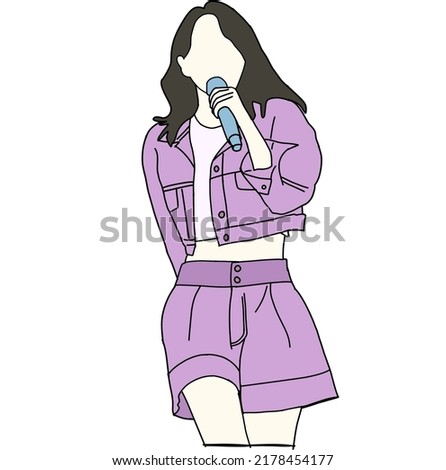 Illustration vector of Kpop fashion stage. idols of Koreans performing. K-pop female fashion idol. female singer who is singing wearing beautiful clothes Royalty-Free Stock Photo #2178454177