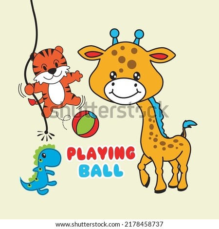 cute animals playing ball,design cartoon vector illustration for print