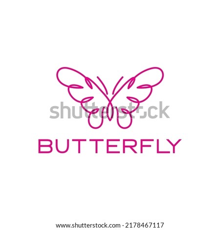 Unique line art butterfly logo design