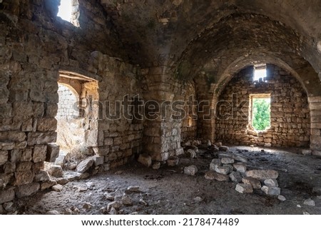 The well-preserved remains of the Gaaton Crusader fortress near Kibbutz Gaaton, in Galilee, northern Israel