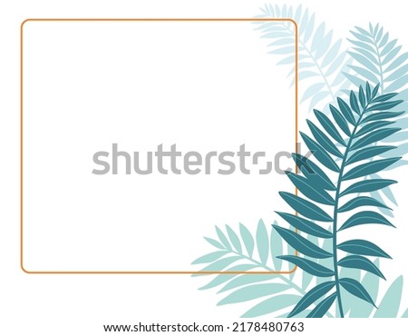 Tropical palm leaf summer plant tropical with horizontal frame banner. Room for text and lettering. 