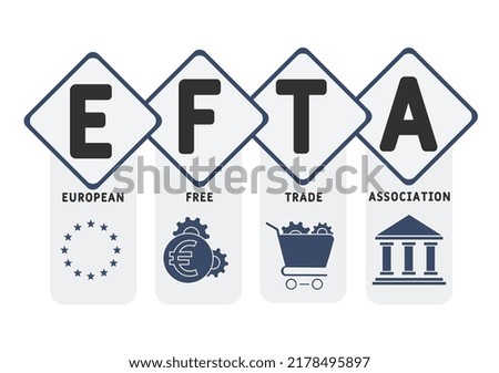 EFTA European Free Trade Association acronym. business concept background. vector illustration concept with keywords and icons. lettering illustration with icons for web banner, flyer, landing pag