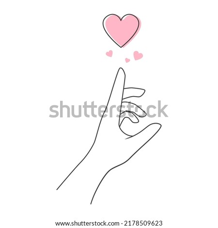 Hands hold the pink heart symbol. Vector illustration isolated on white background