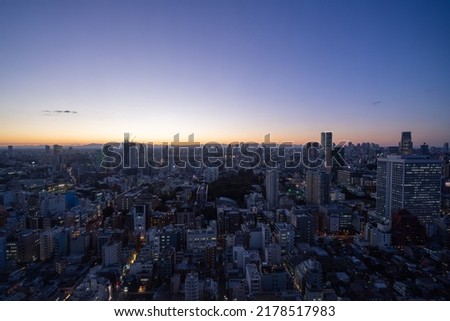Tokyo cityscape at magic hour.