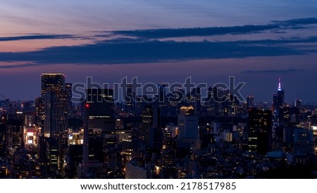 Tokyo Shinjyuku and Shibuya area panoramic view at night.	 Royalty-Free Stock Photo #2178517985