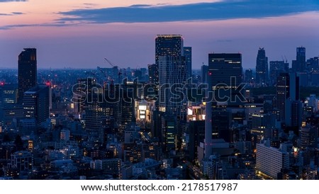 Tokyo Shinjyuku and Shibuya area panoramic view at night.	 Royalty-Free Stock Photo #2178517987