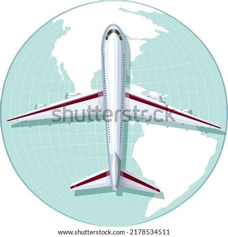 Airplane on circle icon isolated illustration