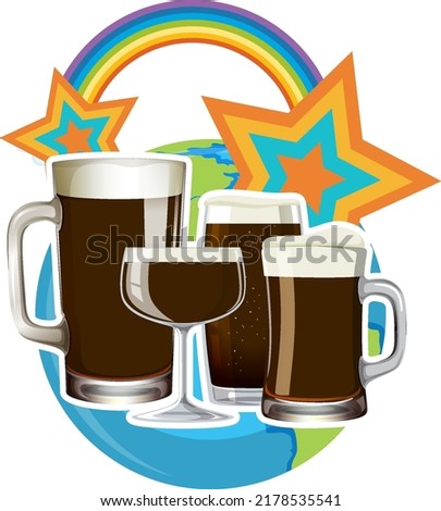 Set of wine and beer glasses illustration