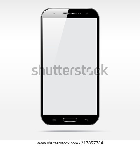 Modern touchscreen cellphone tablet smartphone isolated on light background.  Empty screen Royalty-Free Stock Photo #217857784