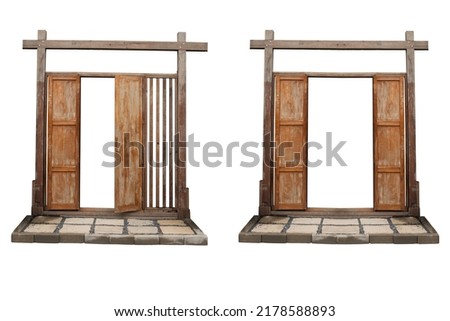 bamboo door on a white background,with clipping path Royalty-Free Stock Photo #2178588893