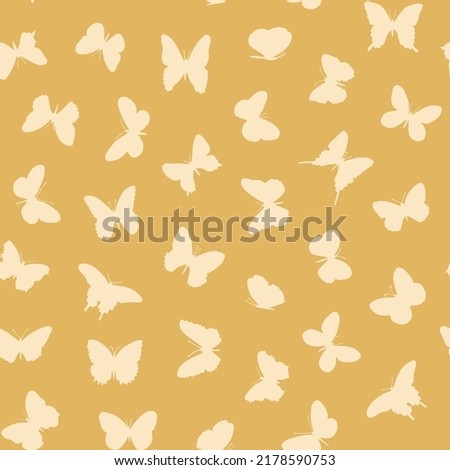 Butterflies collection vector seamless silhouette pattern