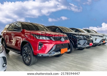Lot of used car for sales in stock Royalty-Free Stock Photo #2178594447