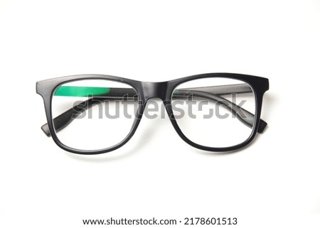 Eyeglass isolated on white. eyeglasses frames. Top view of eyeglass on white, eyewear on white  Royalty-Free Stock Photo #2178601513